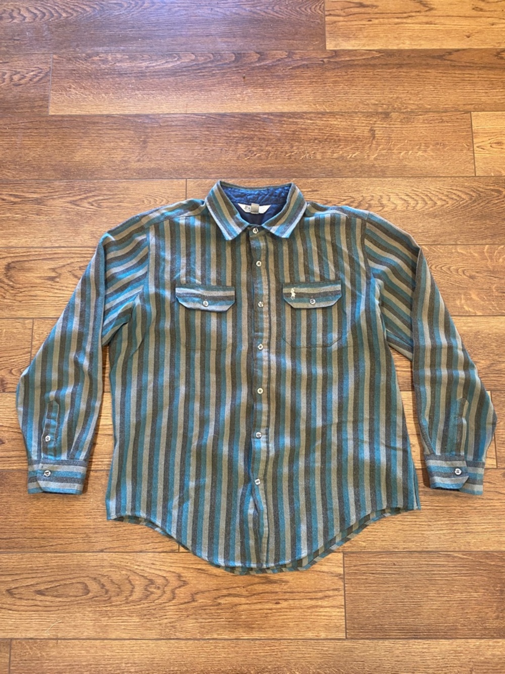Vintage Polo by Ralph Lauren Striped Button Up Wool Shirt